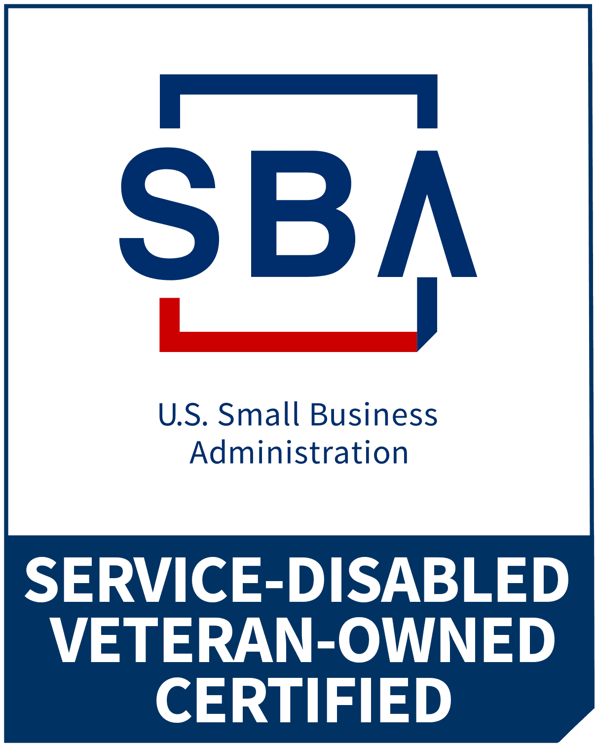 A small business administration logo with the words service disabled veteran-owned.